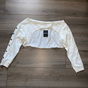 Forever 21 White Long Sleeve Crop Top